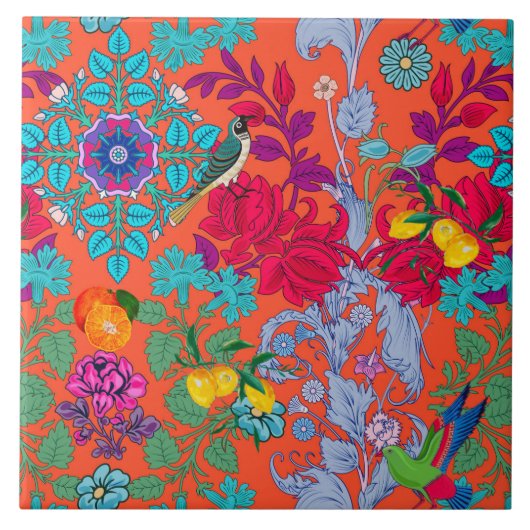 Flowers, art nouveau, William Morris style Tegeltje (Voorkant)