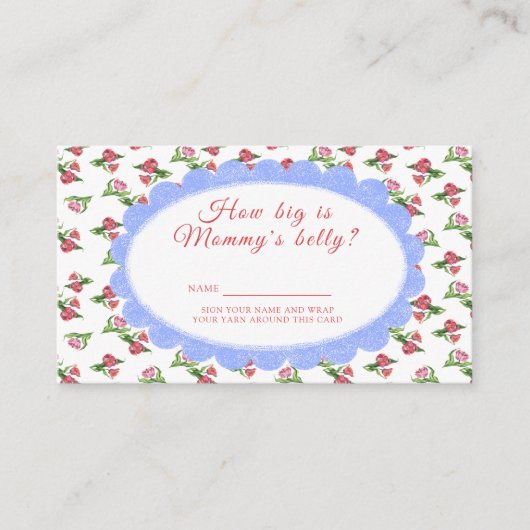 Flowers baby shower - How big is mommy's belly Informatiekaartje (Voorkant)