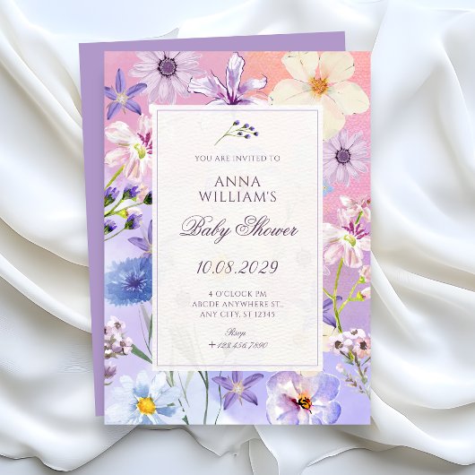 Flowers baby shower kaart