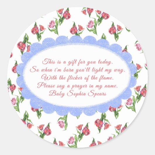 Flowers baby shower - Prayer candle label (Voorkant)