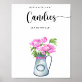 Flowers baby shower Raad eens hoeveel snoepjes Poster (Voorkant)