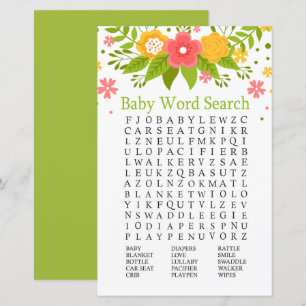 Flowers Baby shower Word Search Game