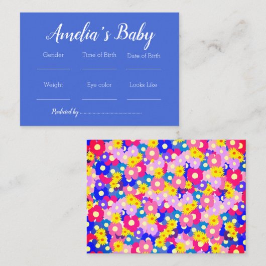  Flowers Baby voorspellingen spel Informatiekaartje (Voorkant / Achterkant)