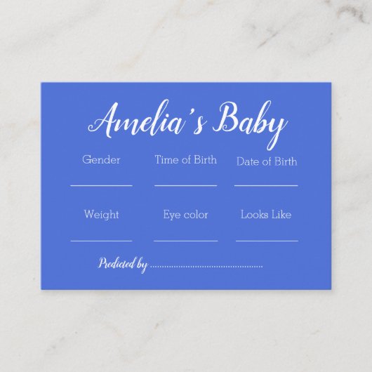  Flowers Baby voorspellingen spel Informatiekaartje (Voorkant)