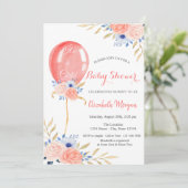 Flowers Balloon Baby shower Kaart (Staand voorkant)