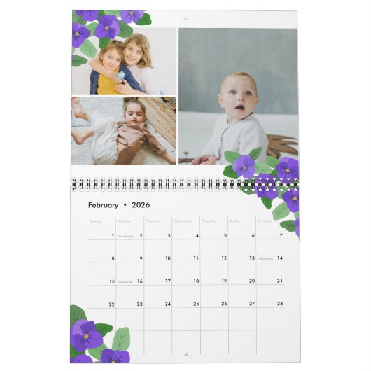 Flowers Berries & Greenery Photo Collage Kalender (Feb 2026)