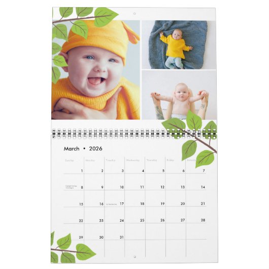 Flowers Berries & Greenery Photo Collage Kalender (Mar 2026)