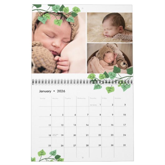 Flowers Berries & Greenery Photo Collage Kalender (Jan 2026)
