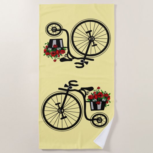 Flowers Bike Beach Towel - Uw kleur Strandlaken (Voorkant)