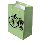 Flowers Bike Gift Bag - Uw kleuren - Tekst Medium Cadeauzakje (Voorkant Gekanteld)