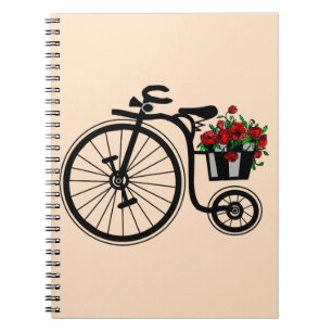 Flowers Bike Notitieboek - Uw kleur - Tekst
