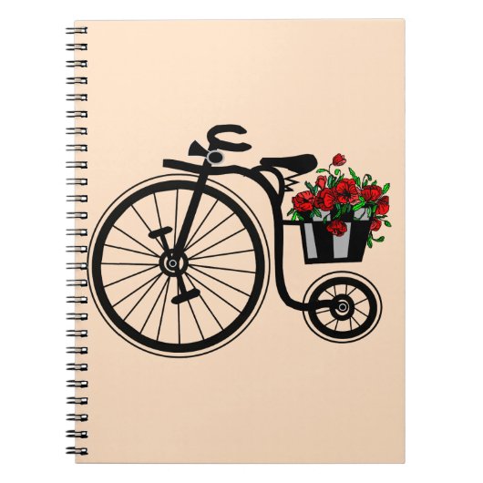 Flowers Bike Notitieboek - Uw kleur - Tekst (Voorkant)