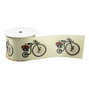 Flowers Bike Ribbon - Aangepaste kleuren - Tekst Satijnen Lint