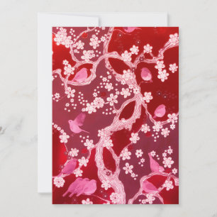 Flowers Bird Cherry Blossom Blush Pink Feestdagenkaart