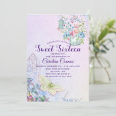 Flowers Bird House Butterfly Sweet 16 Kaart (Staand voorkant)