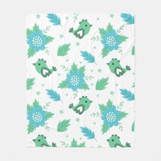 Flowers Birds Pattern Fleece Deken (Voorkant)