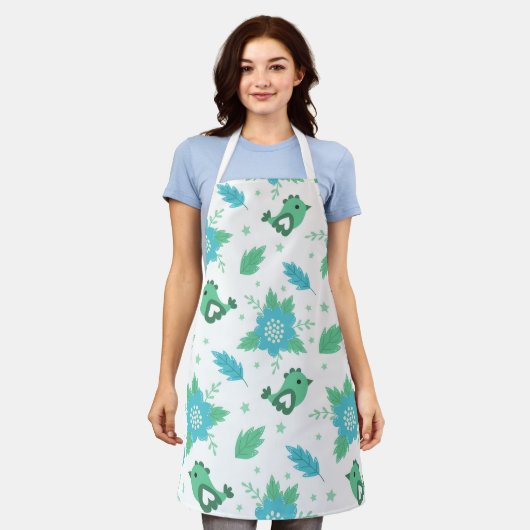 Flowers Birds Pattern Schort (Gedragen)