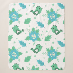 Flowers Birds Pattern Sherpa Deken