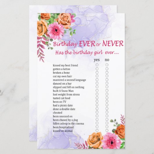 Flowers Birthday Ever of Nooit Game (Voorkant / Achterkant)