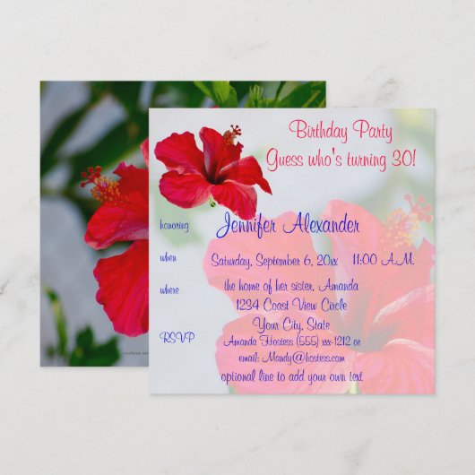  Flowers Birthday Party Kaart (Voorkant / Achterkant)