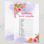 Flowers Birthday Word Scramble Game (Voorkant / Achterkant)