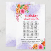 Flowers Birthday Word Search Game (Voorkant / Achterkant)