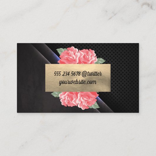 Flowers Black Texture Mesh Background Visitekaartje (Achterkant)