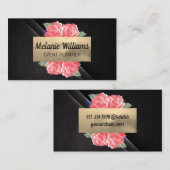 Flowers Black Texture Mesh Background Visitekaartje (Voorkant / Achterkant)