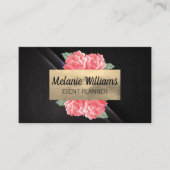 Flowers Black Texture Mesh Background Visitekaartje (Voorkant)
