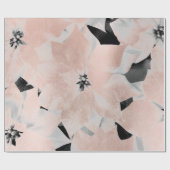 Flowers Black White Faux Gold Blush Metallic Roze Cadeaupapier (Vlak)