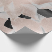 Flowers Black White Faux Gold Blush Metallic Roze Cadeaupapier (Hoek)