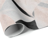 Flowers Black White Faux Gold Blush Metallic Roze Cadeaupapier (Rol Hoek)