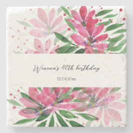 Flowers Bloom Original Art Waterverf Monogramed Stenen Onderzetter