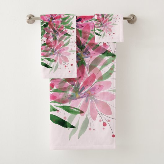 Flowers Bloom Original Art Work Waterverf Bad Handdoek (Insitu)