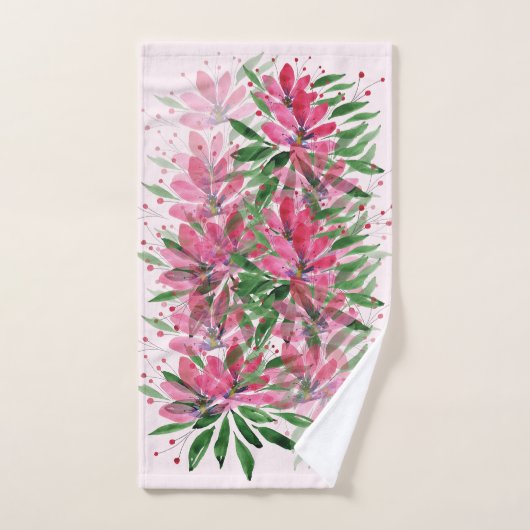 Flowers Bloom Original Art Work Waterverf Bad Handdoek (Handdoek)