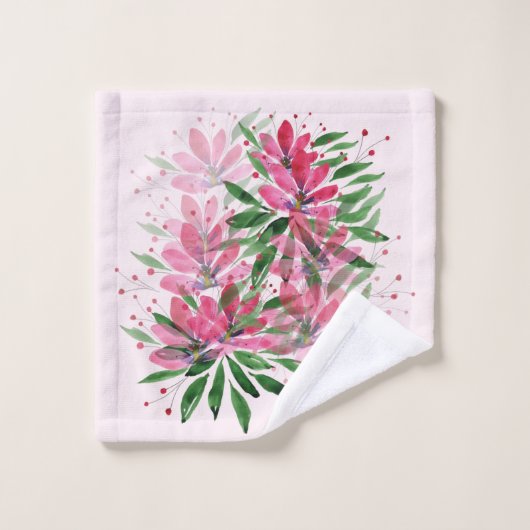 Flowers Bloom Original Art Work Waterverf Bad Handdoek (Wasdoekje)