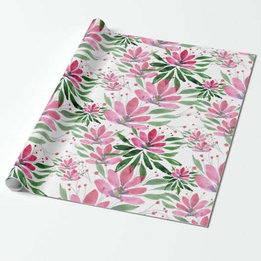 Flowers Bloom Original Art Work Waterverf Cadeaupapier (Uitgerold)