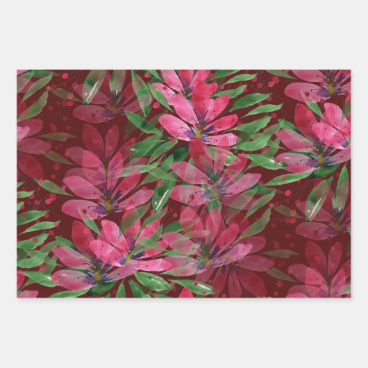 Flowers Bloom Original Art Work Waterverf Inpakpapier Vel (Voorkant)