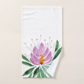 Flowers Bloom Violet Lotus Waterverf Art Bad Handdoek (Handdoek)