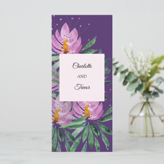 Flowers Bloom Violet Original Art Work Waterverf Kaart (Staand voorkant)