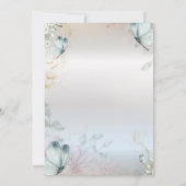 Flowers Blue Butterflies Silver 80th Birthday Kaart (Achterkant)