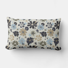 Flowers Blue Tan Outline Floral Pattern Kussen