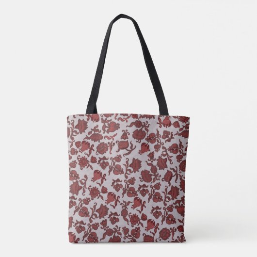 Flowers Bohemian Chic Floral Boho Red Gray Tote Bag (Achterkant)