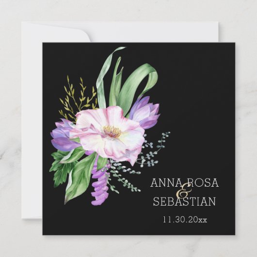 *~*Flowers Boho AR15 QR RSVP Wedding Kaart (Voorkant)