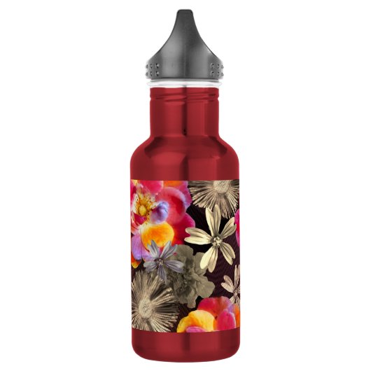 Flowers Boho Floral Bold Pattern - Gold Pink Rose Waterfles (Links)