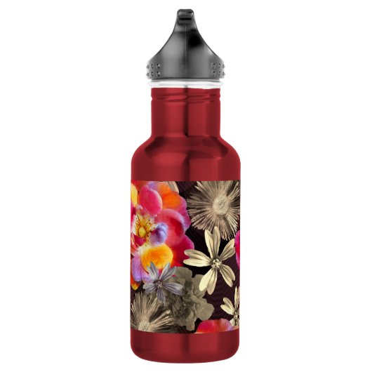 Flowers Boho Floral Bold Pattern - Gold Pink Rose Waterfles (Rechts)