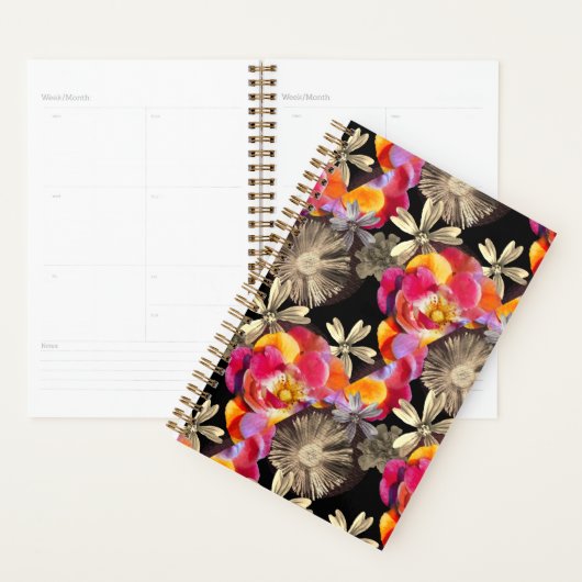 Flowers Boho Floral Bold Pattern - Roze grijze Roo Planner (Display)