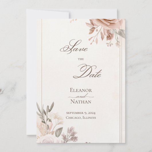 Flowers Boho paarse save the date Kaart (Voorkant)
