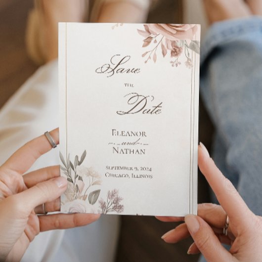 Flowers Boho paarse save the date Kaart