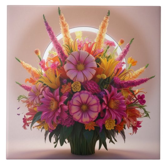 Flowers bouquet Ceramic tile Tegeltje (Voorkant)